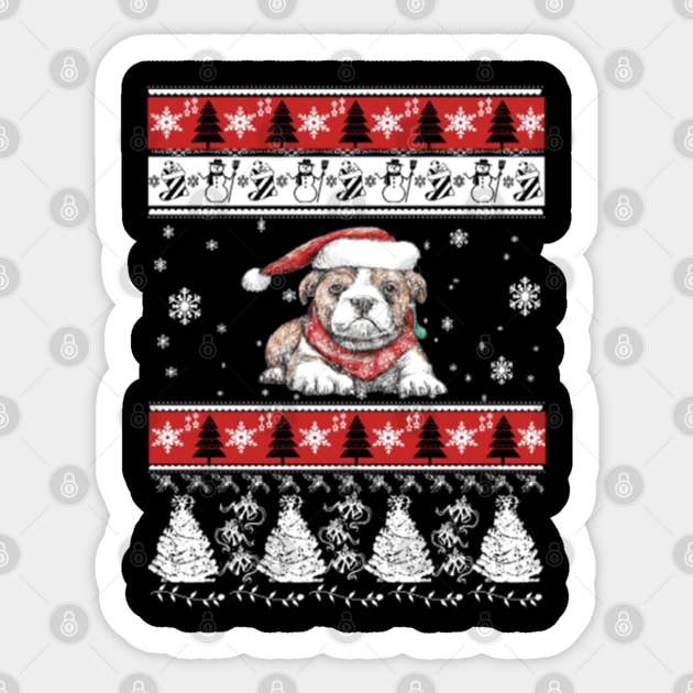 Bulldog Ugly Christmas Sweater Gifts Ideas Sticker by uglygiftideas